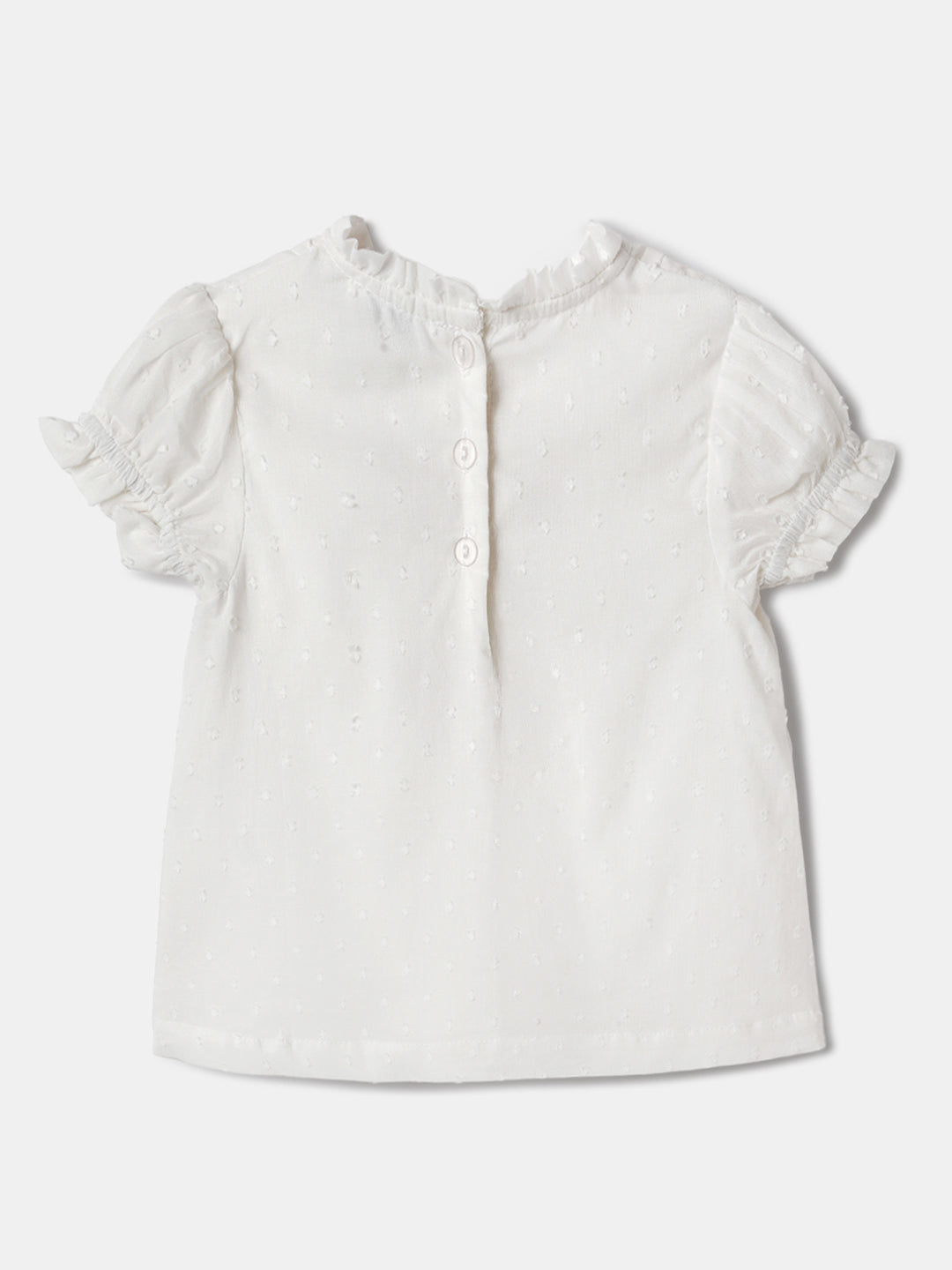 Nautinati Embroidered White Top and Red Shorts Set for Girls