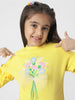 Girls Floral Printed Sweatshirt With Ruffle Detail