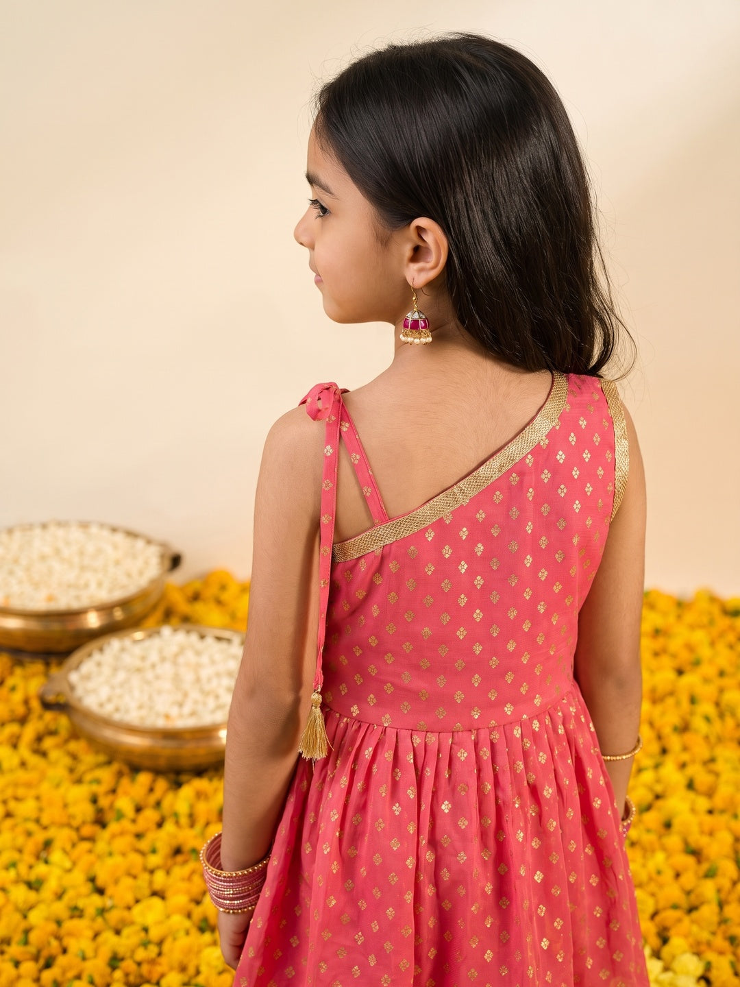 Nautinati Girls Foil Print Kurta with Palazzo Set, 2-10Y
