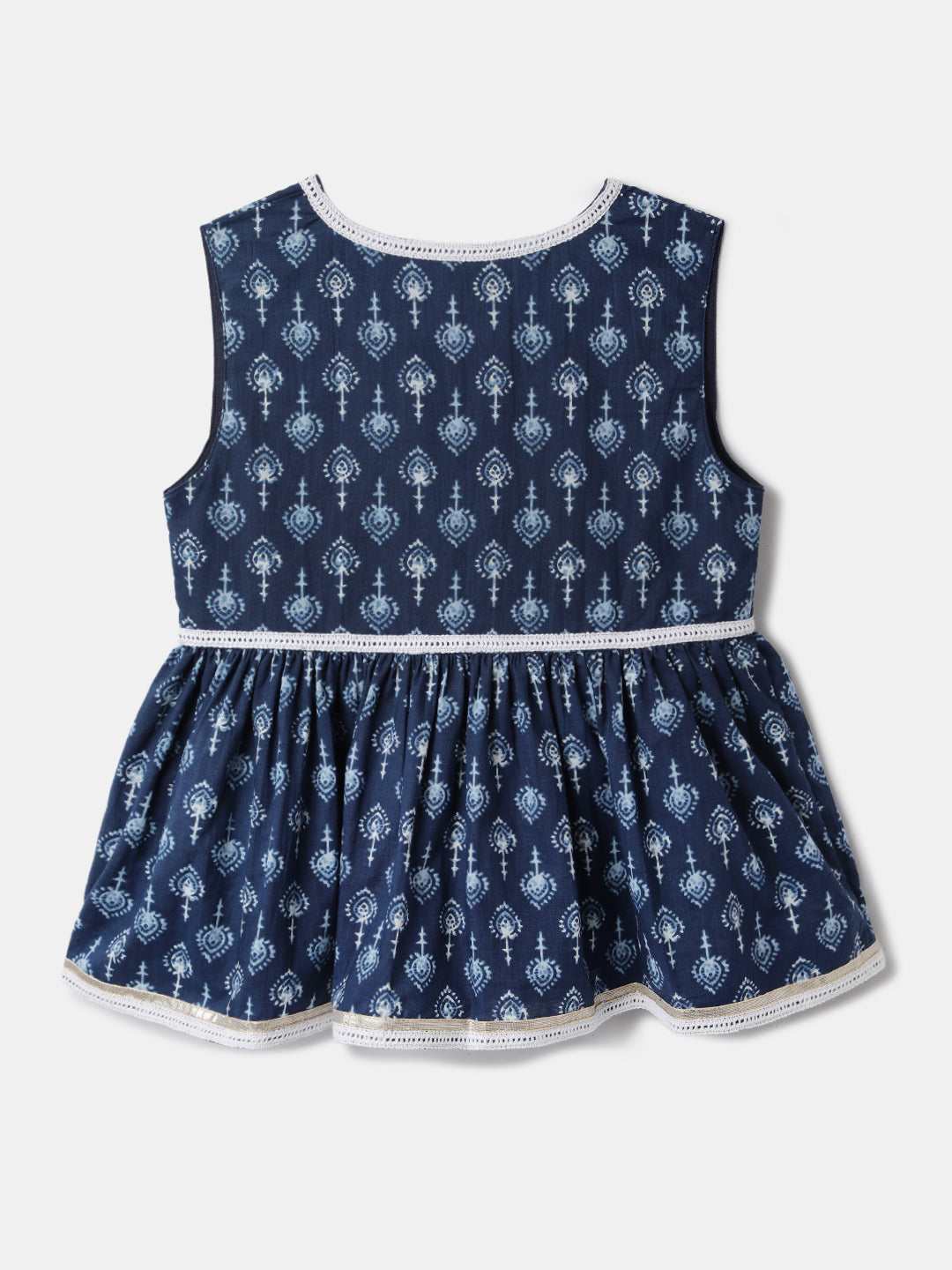 Nautinati Blue & White Festive Ethnic Set For Girls – Cotton Comfort & Style