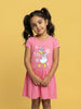 Nautinati Girls' 100% Cotton Disney Daisy Duck Floral Placement Print A-line Dress