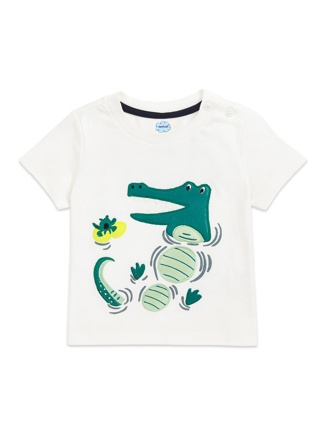 Nautinati Blue & White Crocodile Applique T-Shirt And Shorts Set For Infant Boys