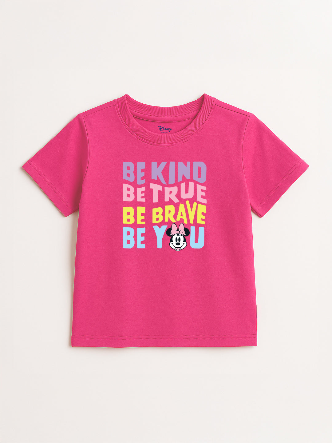 Nautinati Pack of 2 Pink and Yellow Minnie Mouse Print T-shirts for Girls