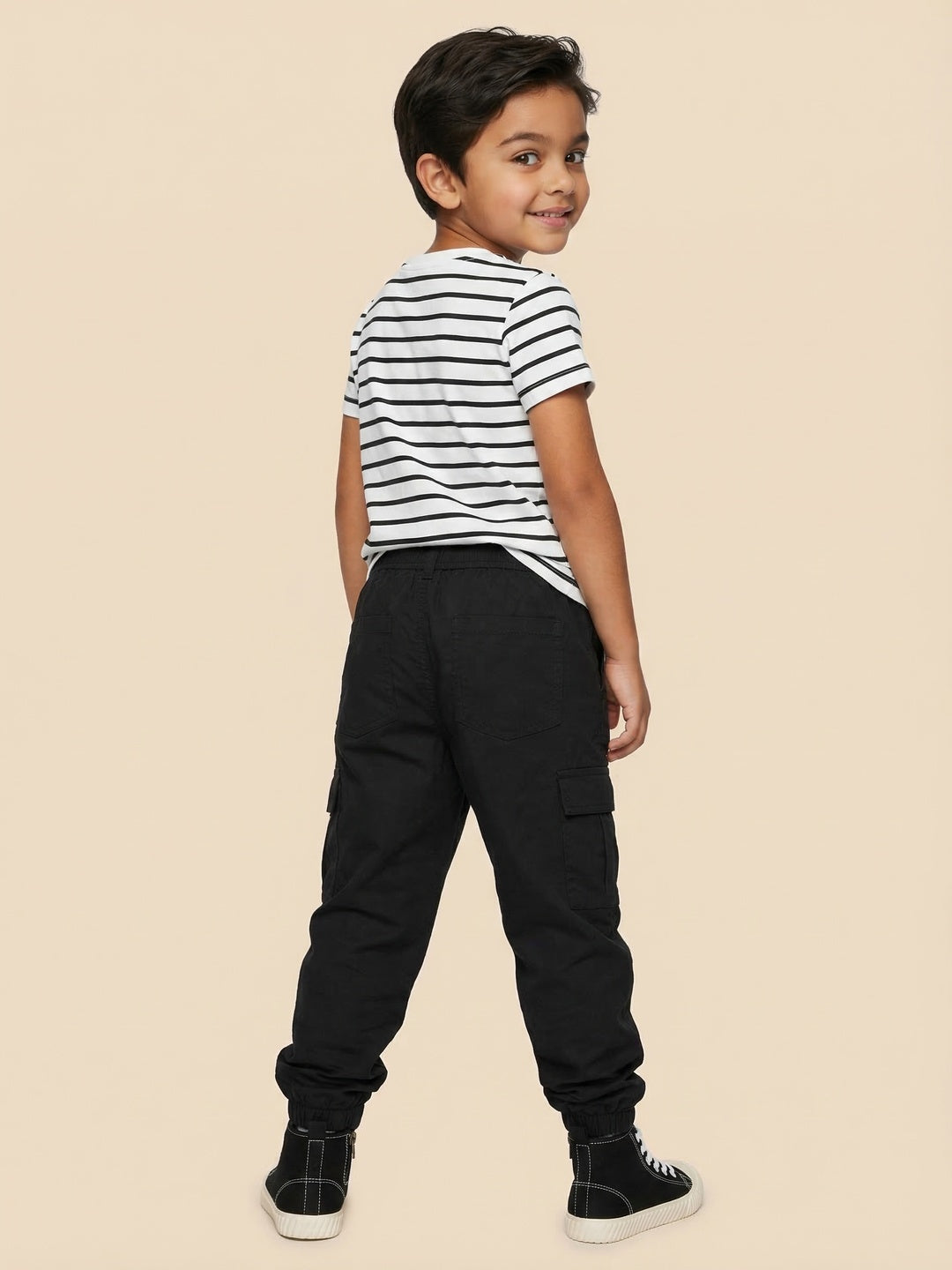Nautinati Boys’ Solid Relaxed Fit Woven Parachute Pants with Utility Pockets