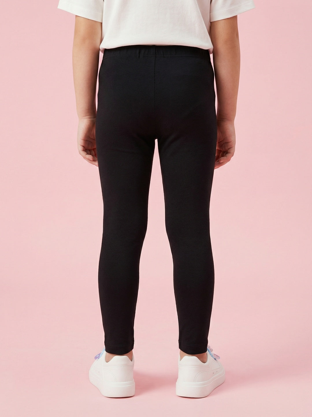 Nautinati Girls' 100% Cotton Pack of 2 Regular Fit Solid Essentials Leggings