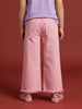 Nautinati  Girls' 100% Cotton Pink Overdyed Wide-leg Essentials Jeans
