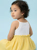 Nautinati Girls' Premium Double Cloth All-over Sun Print Fit & Flare Dress with Gathered Detail