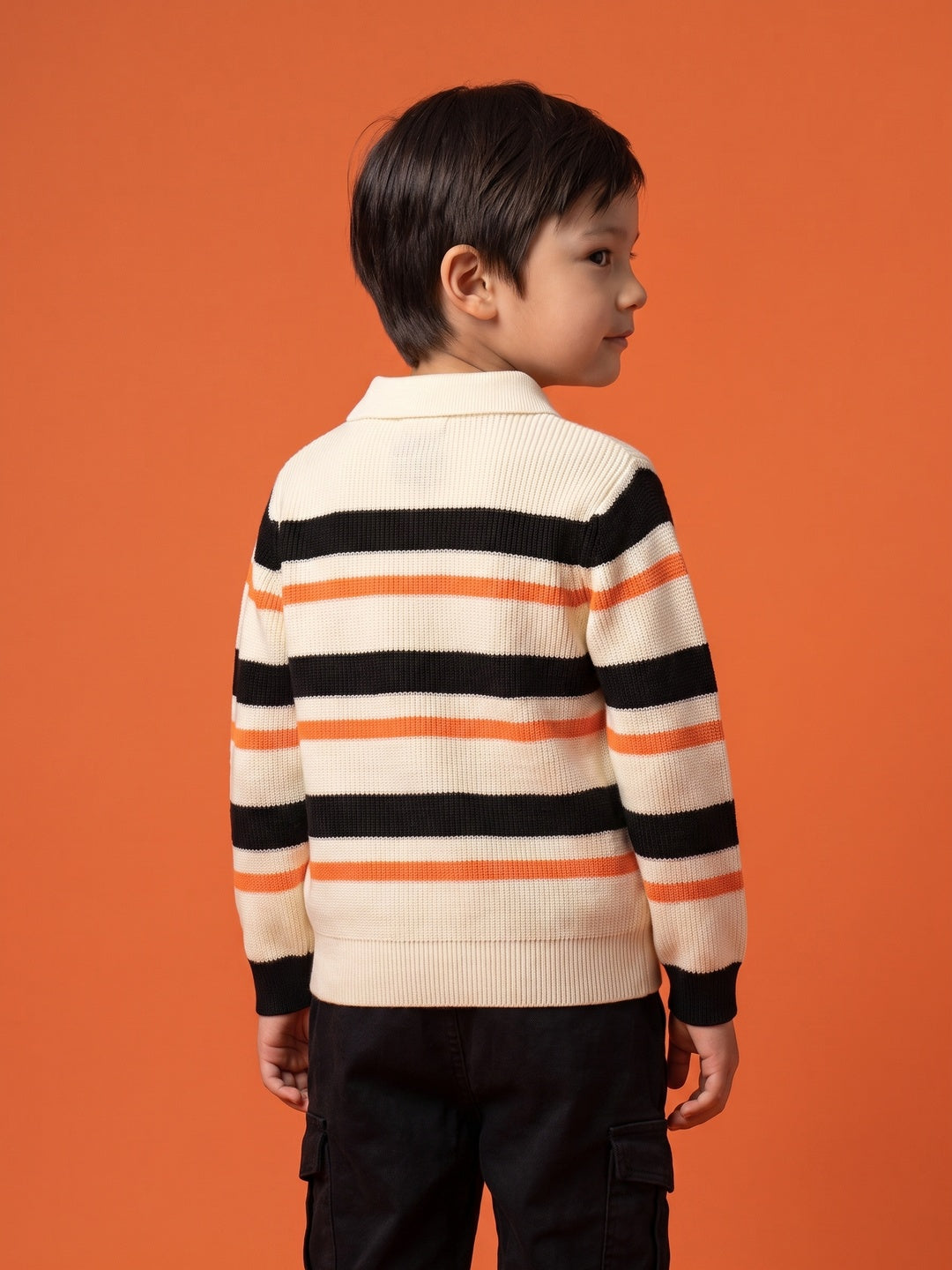 Nautinati Boys Relaxed Fit Striped Collar Sweater, Age  2-10 Years