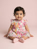 Nautinati Baby Girls' All-over Multicolour Floral Print A-line Pleated Dress with Cotton Lining