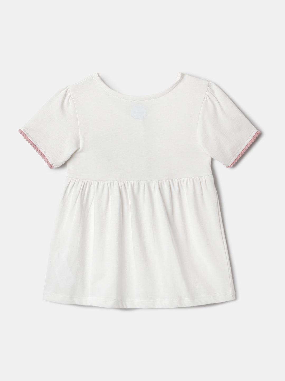 Nautinati White and Pink Printed  Top and Leggings Set for Girls