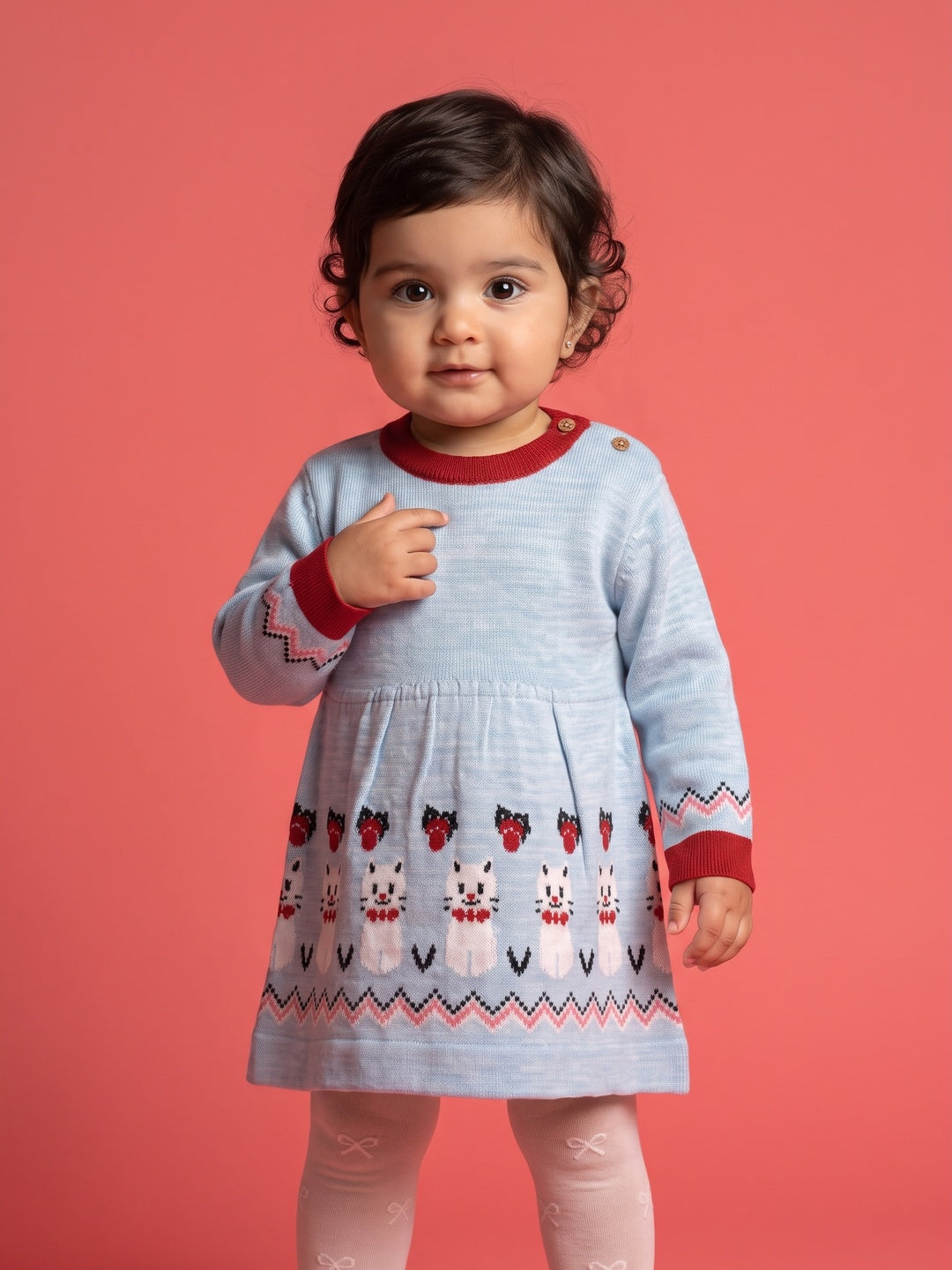Nautinati Baby Girls Cat Christmas Sweater Dress,Age 3 Months-2 Years
