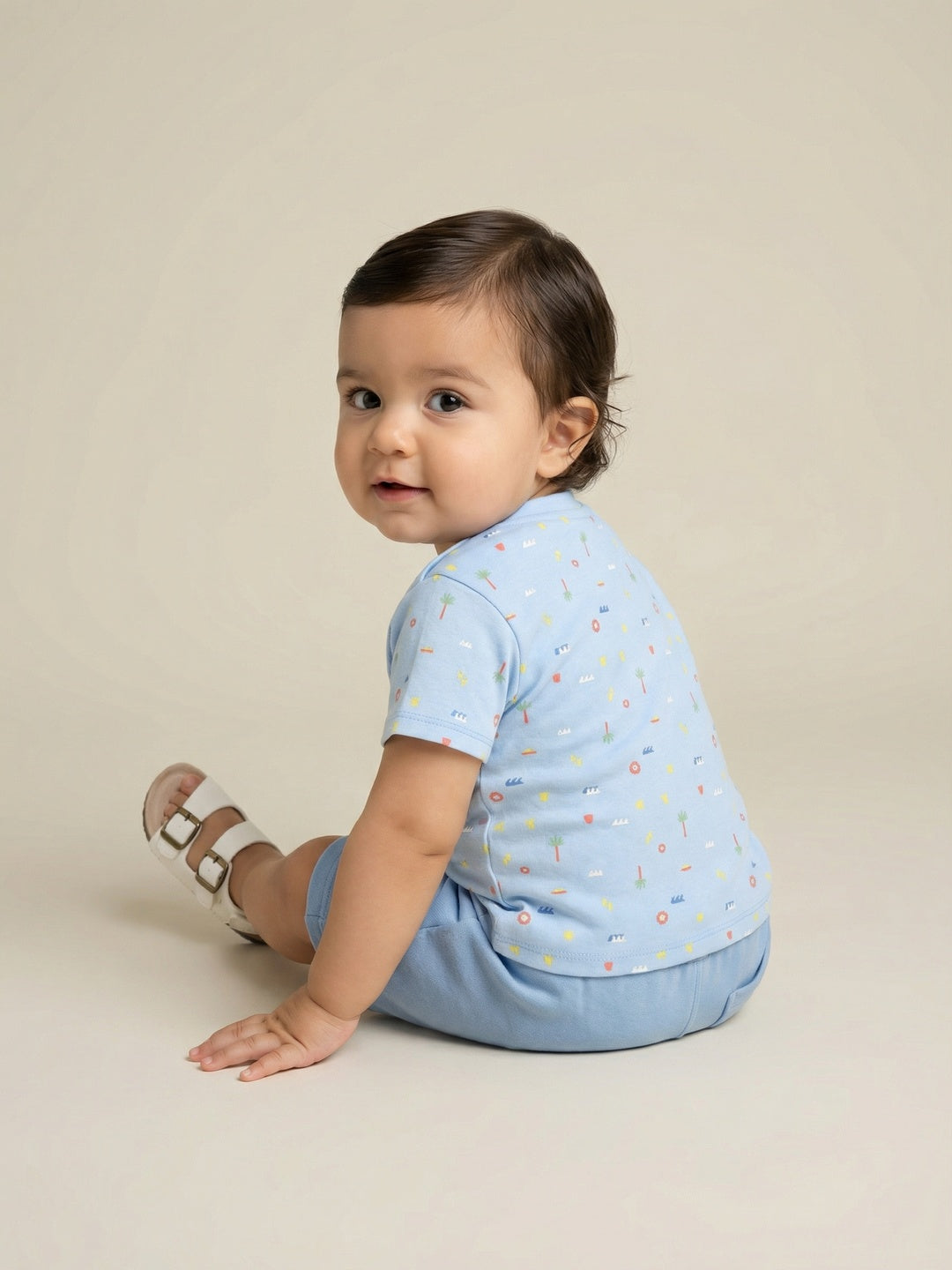 Nautinati Baby Boys' Cotton Pack of 2 Ocean Printed T-shirts