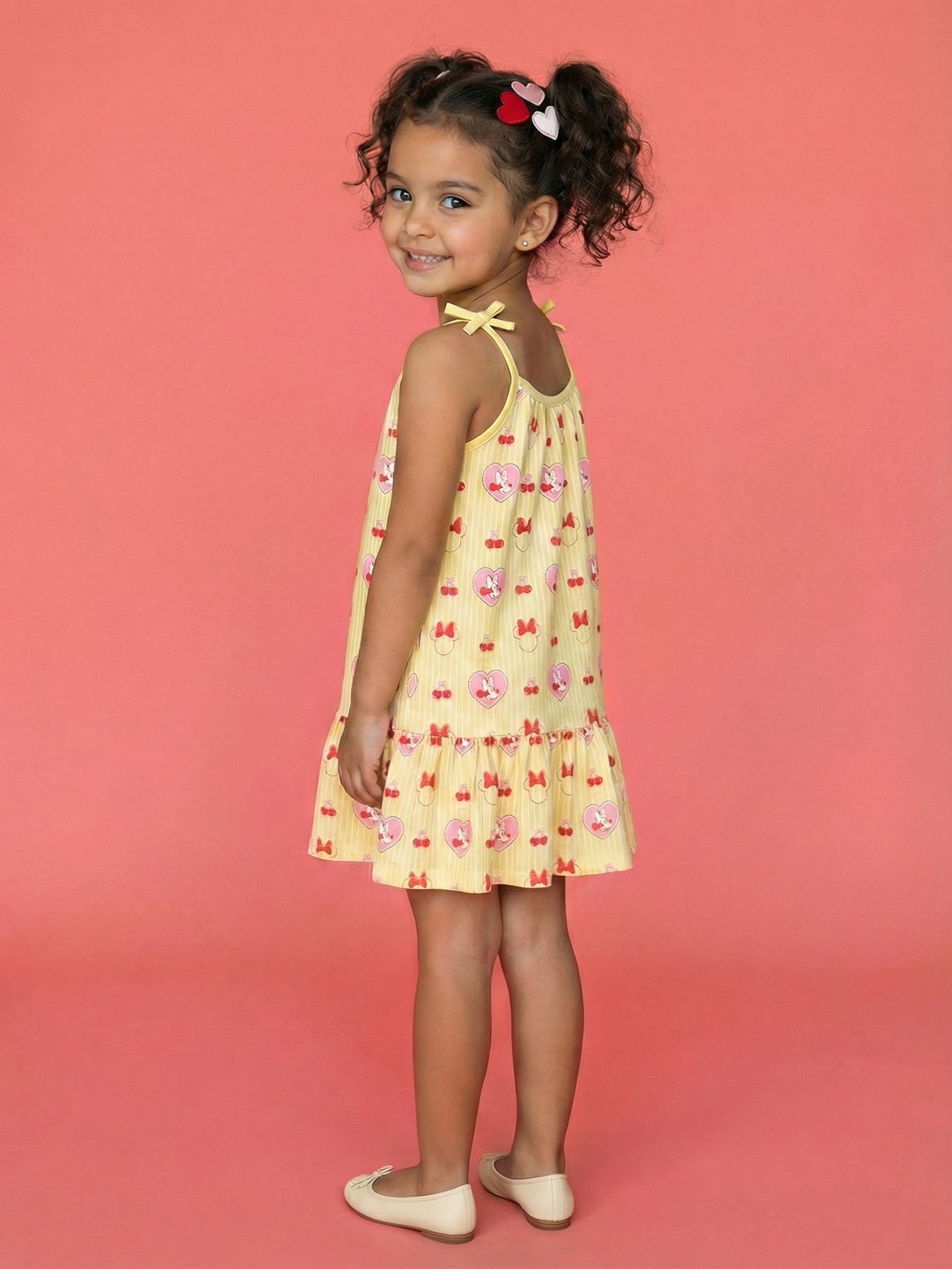 Nautinati  Girls All-over Minnie Mouse Printed Regular Fit Tie-up Style Sleeveless Dress