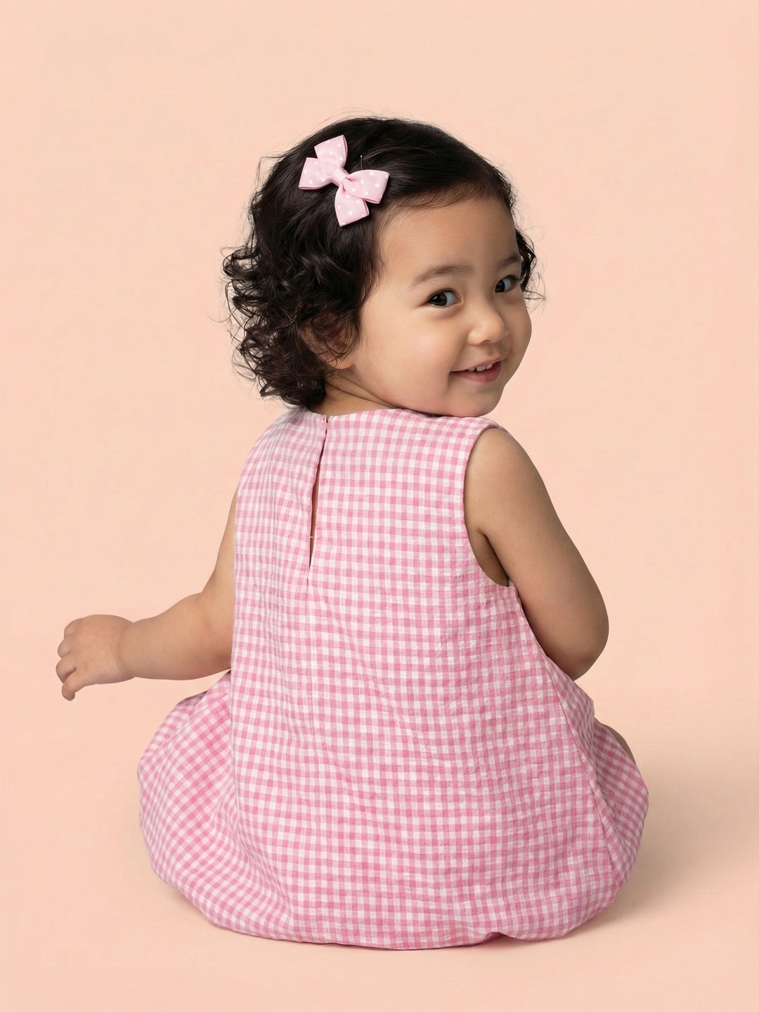 Nautinati Baby Girls' Gingham Print A-line Bubble Dress with Cotton Lining