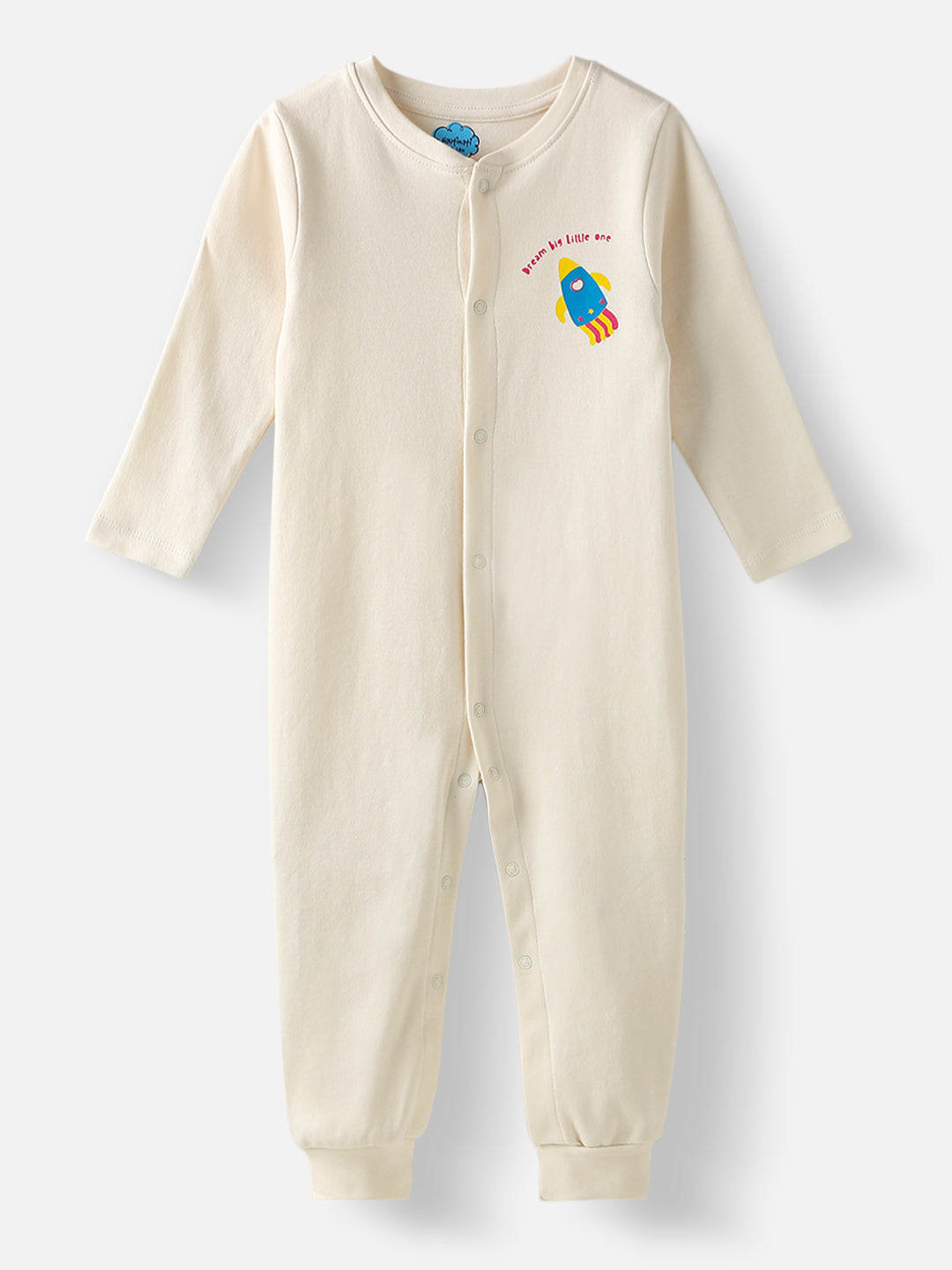 Nautinati Baby Girls' CottonAll-over Galaxy Printed Jumpsuit with Snap Buttons