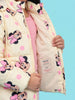 Nautinati Girls Disney Minnie Mouse Printed Hooded Puffer Jacket with Detachable Hood