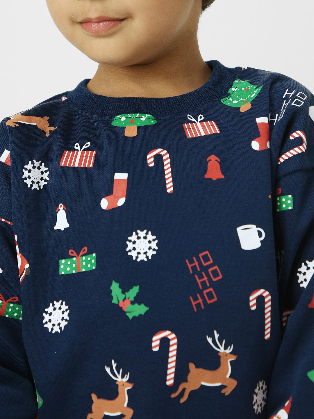 Boys Holiday-Themed Navy Pullover Sweatshirt