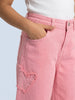 Nautinati Girls' 100% Cotton Wide-leg Cargo Jeans with Embroidered Butterfly Details