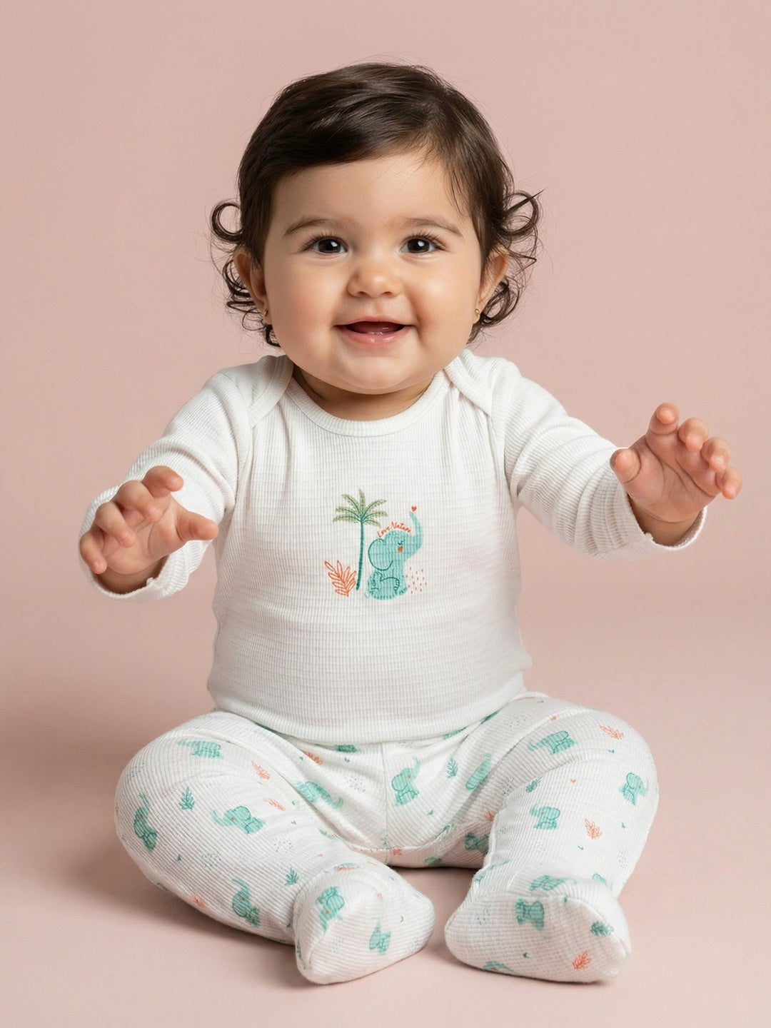 Nautinati Baby Boys' 100% Cotton White Graphic Printed 5-pieces Gift Set