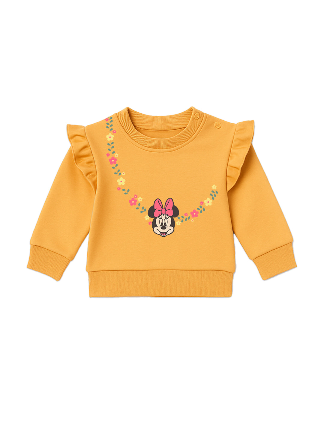 Nautinati Brown Minnie Mouse Print Sweatshirt Set for Girls