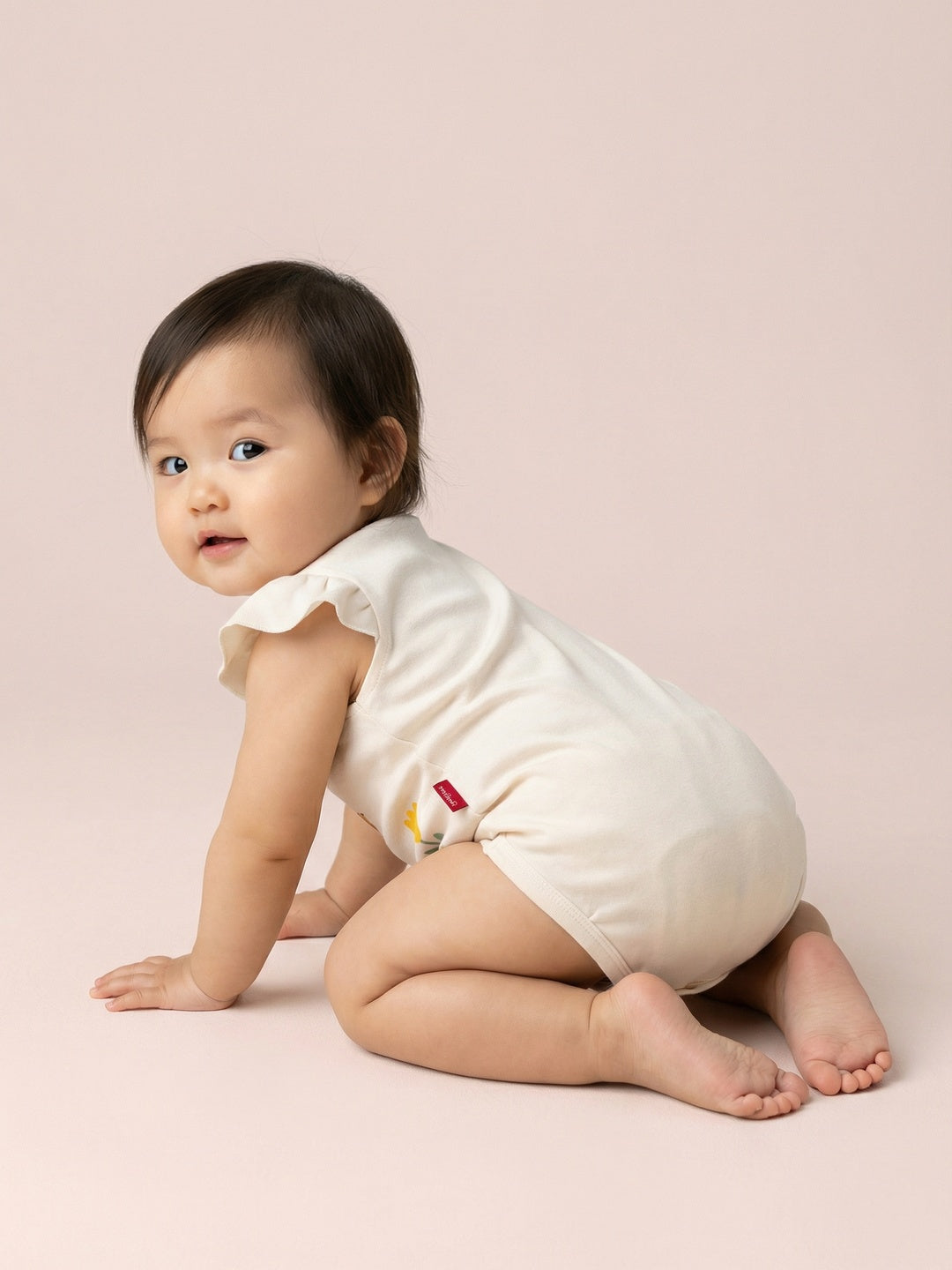 Nautinati Baby Girls' 100% Interlock Cotton Pack of 2 Tropical Print Bodysuits with Cute Frill Details