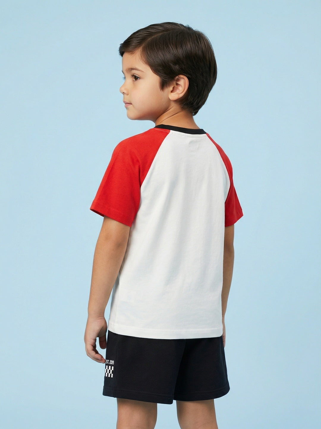 Nautinati Boys Oversized Cotton Racing Car Print T-shirt and Shorts Clothing Set