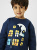 Boys Navy Printed Winter Sweatshirt