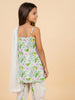 Nautinati Girls' Cotton Blend Festive Chintz Floral Kurti with Striped Dhoti Pants