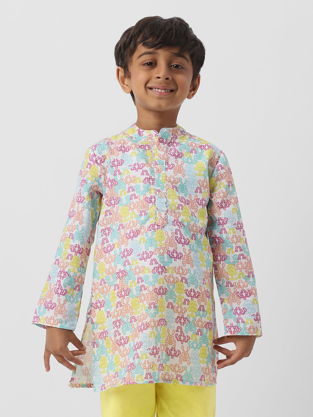 Nautinati Boys Cotton Kurta With Gota Patti Emebellishment