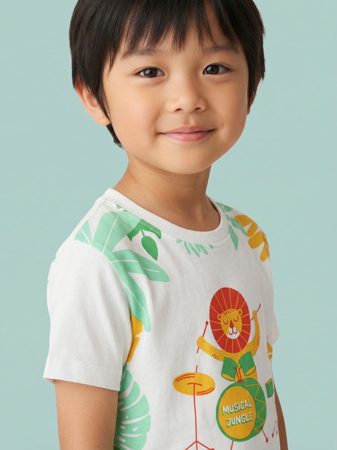 Nautinati Boys' Pack of 2 Cotton Lion Printed T-shirts