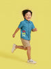 Nautinati Boys Blue Gaming Printed Regular Fit 100% Cotton Shirt and Brown Shorts Clothing Set