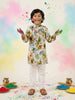 Boys' 100% Cotton Festive Resort Style Printed Kurta & Solid Pyjama Set