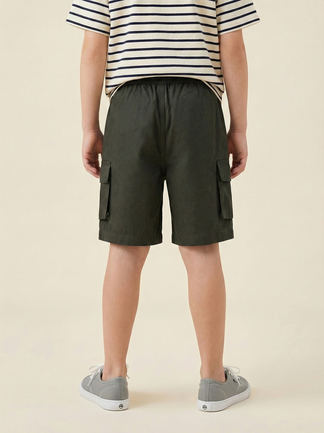 Nautinati Boys 100% Cotton Woven Solid Multi-pocket Cargo Shorts