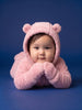 Nautinati Baby Girls Regular Fit Hooded Bear Fur Sleepsuit with Front Zip