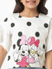 Nautinati Disney Girls Cotton Minnie Mouse & Daisy Polka Printed Flare Sleeves Top