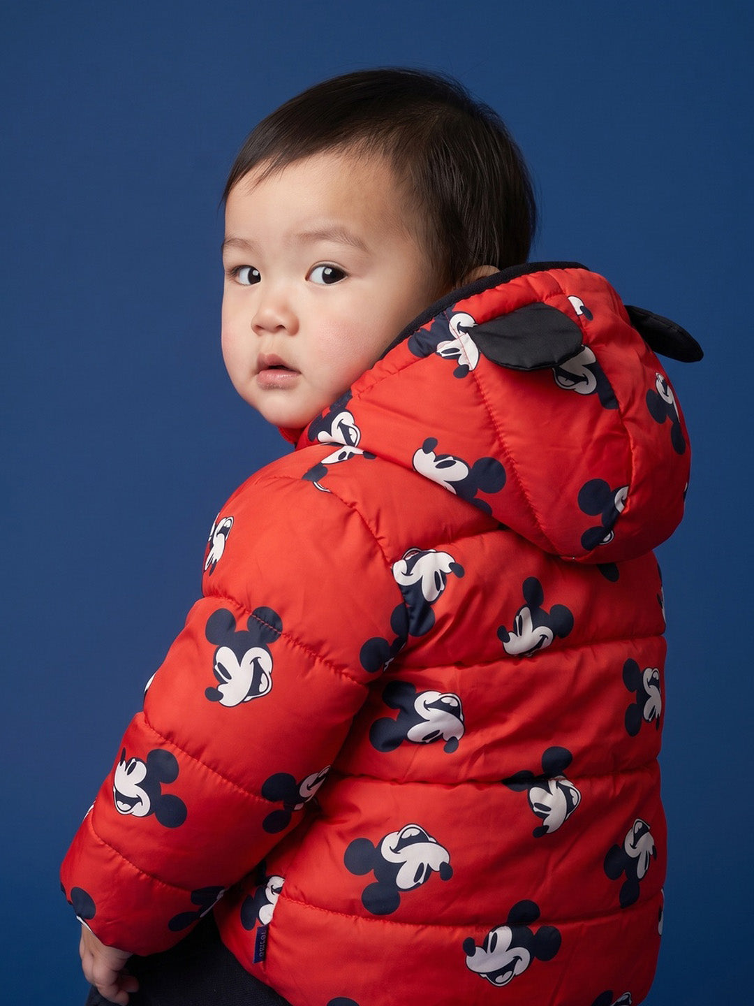 Nautinati Baby Boys Disney Mickey Mouse Hooded Printed Puffer Jacket with Front Zip