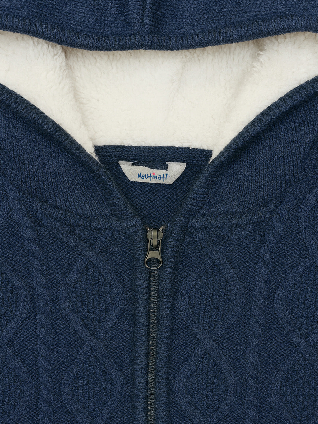 Nautinati Blue Cable-knit Hooded Sweater for Boys