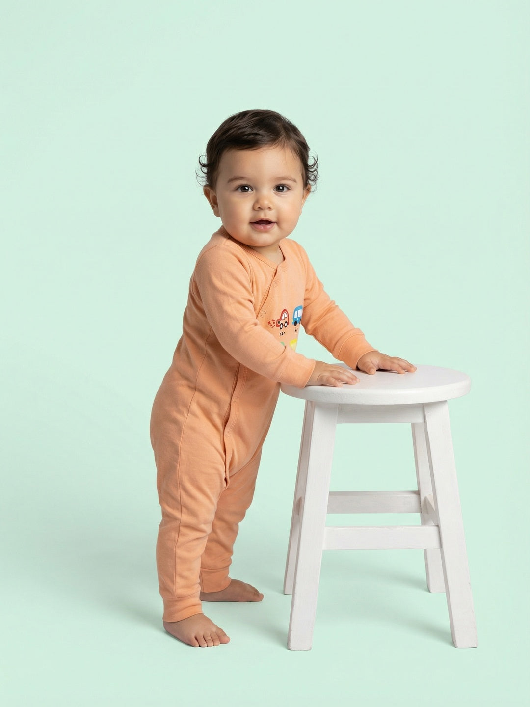 Nautinati Baby Boys' 100% Cotton Pack of 2 Vehicle Placement Print Sleepsuits