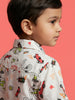Nautinati Boys 100% Cotton Racing Printed Oversized Resort Shirt and Shorts Set