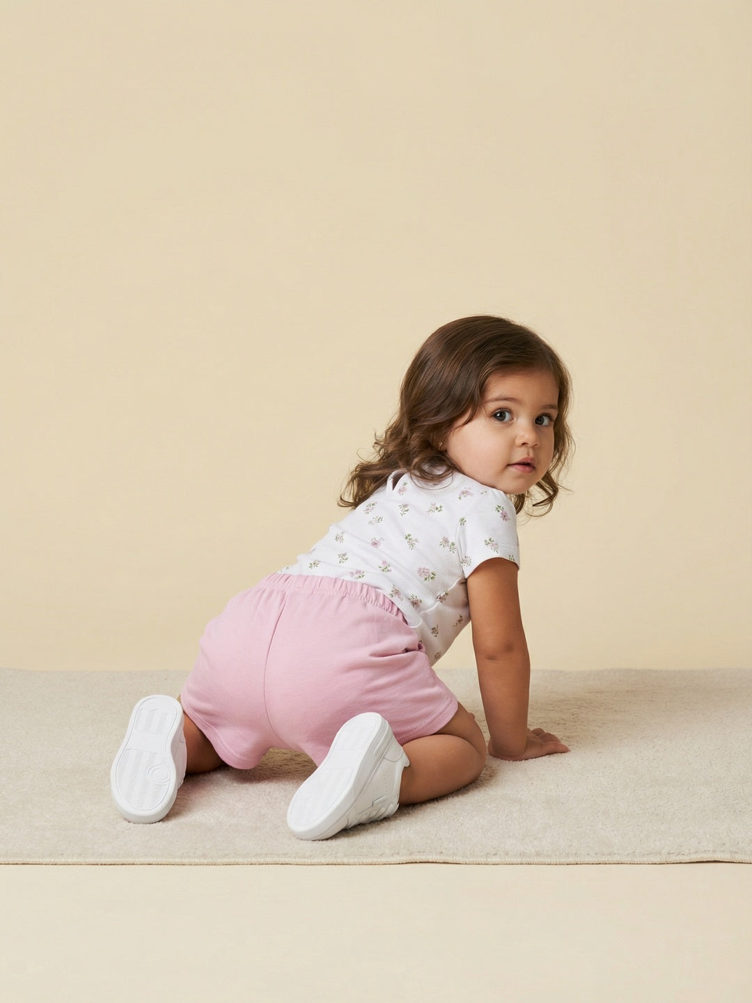 Nautinati Baby Girls Playful Printed Regular Fit Round Neck T-shirt and Shorts Clothing Set