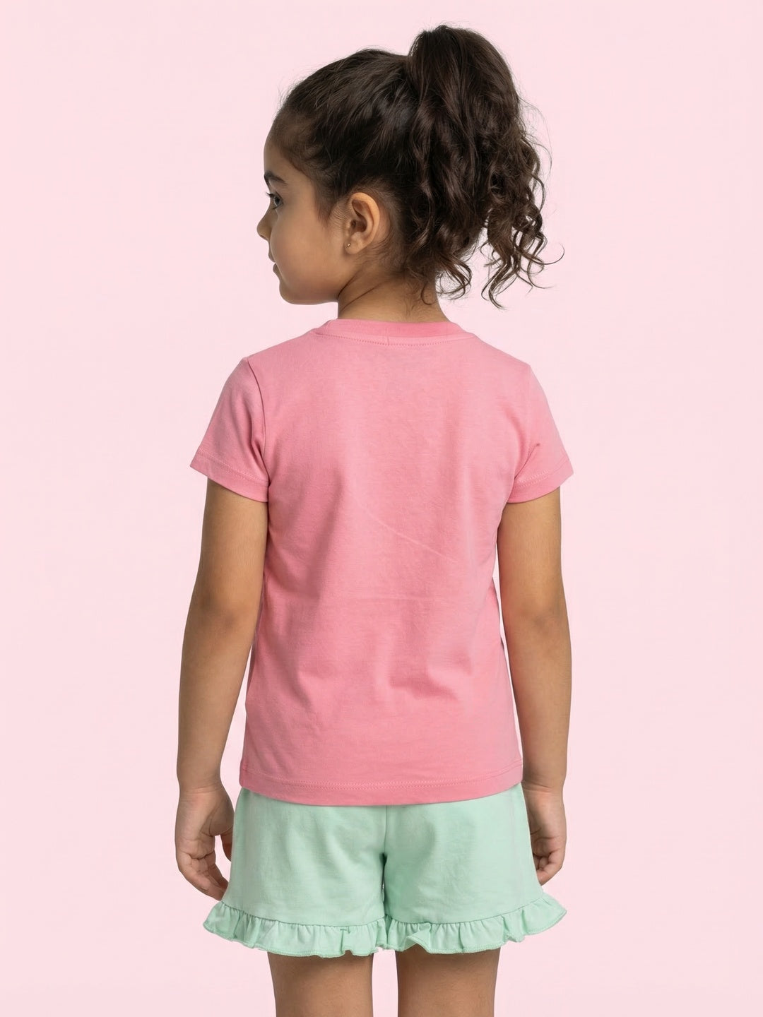 Nautinati Girls' 100% Cotton Disney Minnie Mouse Printed T-shirt and Shorts Night Suit Set