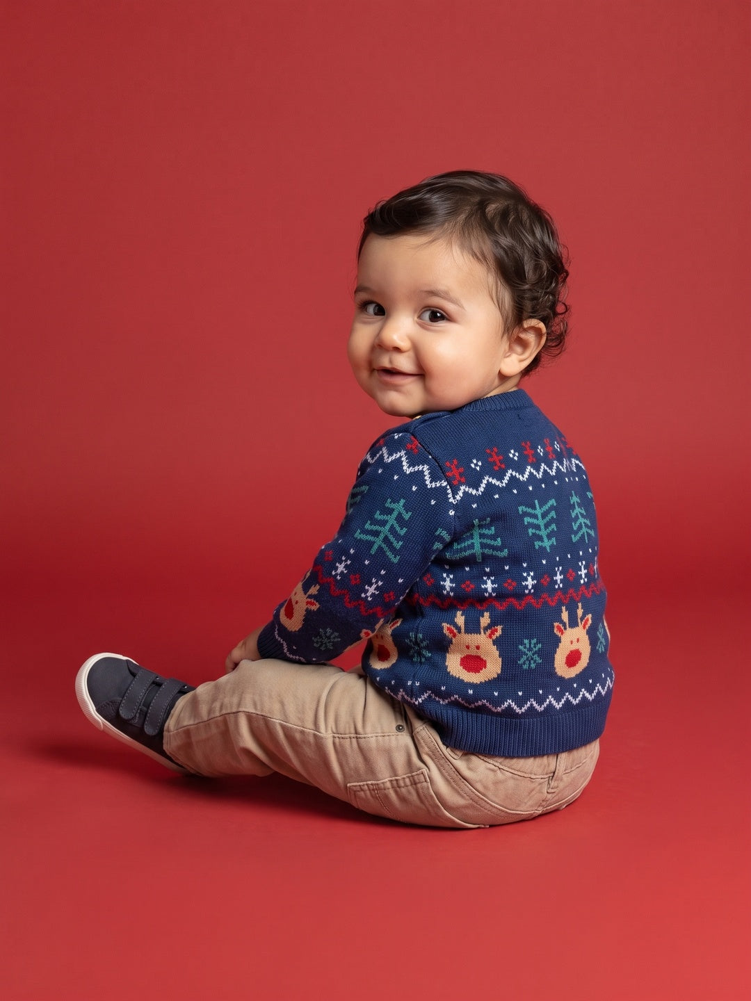 Nautinati Baby Boys Relaxed Fit Fairisle Christmas Jacquard Knit Sweater