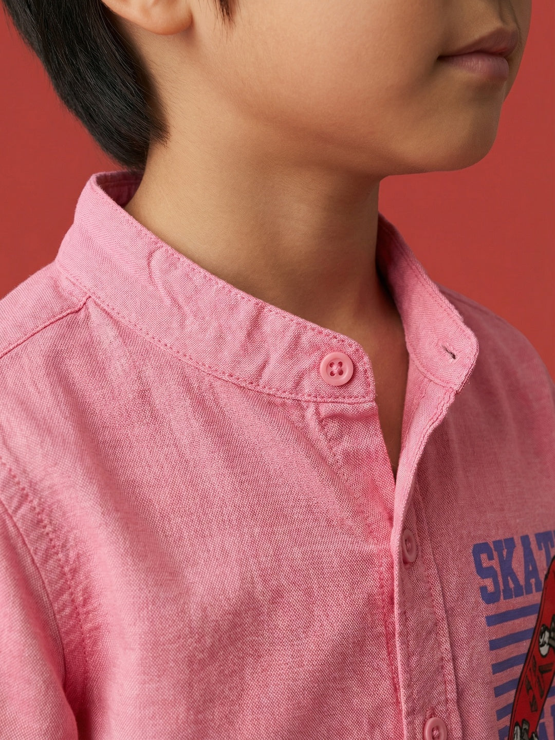 Nautinati Boys' Cotton Linen Blend Skateboard Placement Print Formal Party Shirt