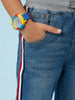 Nautinati Boys' 100% Cotton Stretchable Dark Wash Jogger Jeans with Side Tape