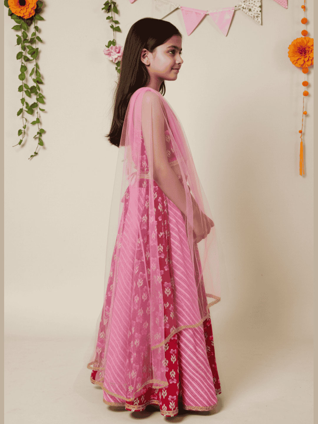Nautinati Red Festive Ethnic Set For Girls – Cotton Comfort & Style