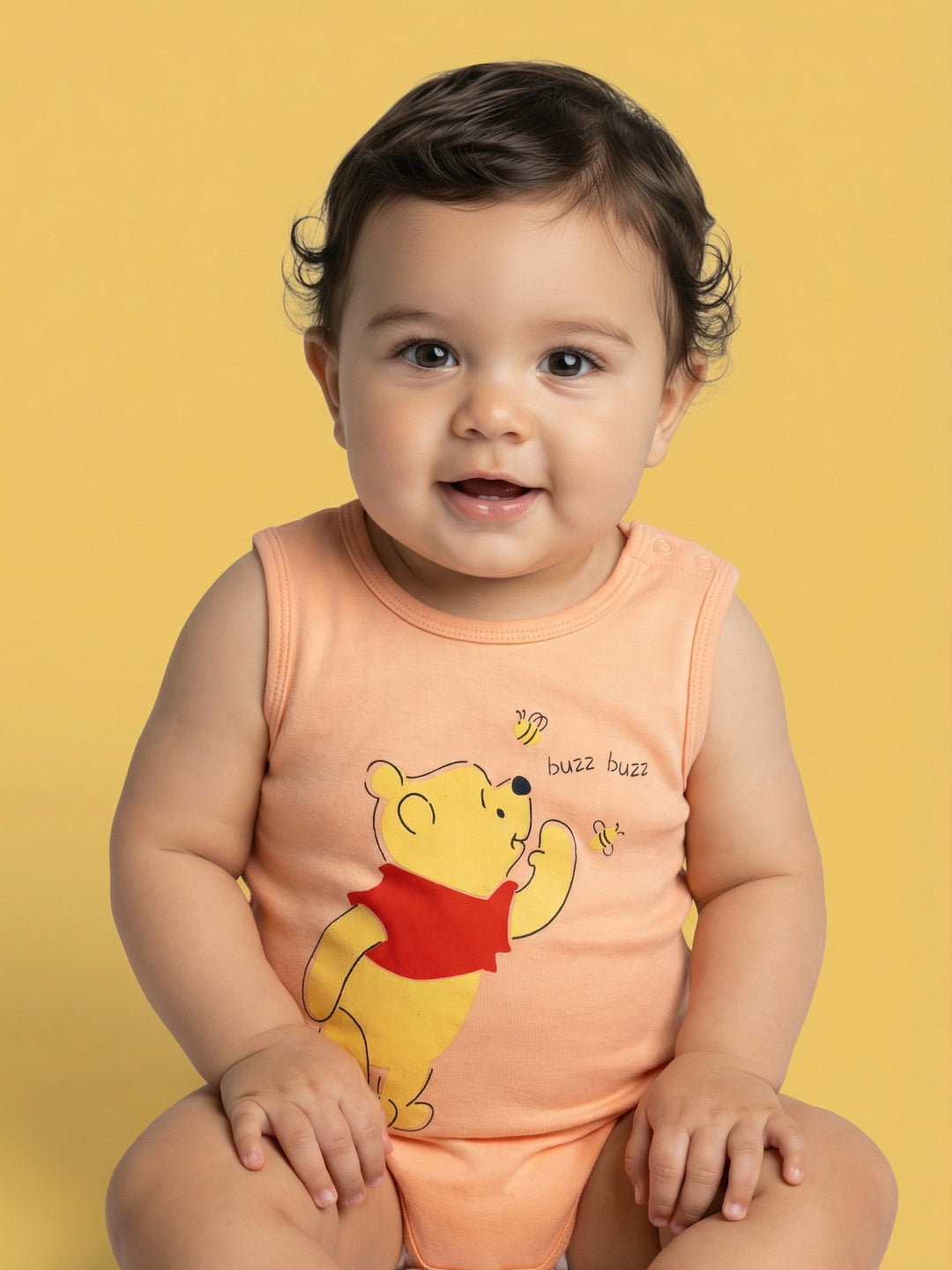 Nautinati Baby Boys' 100% Interlock Cotton Pack of 2 Disney Winnie the Pooh All-over & Placement Print Bodysuits