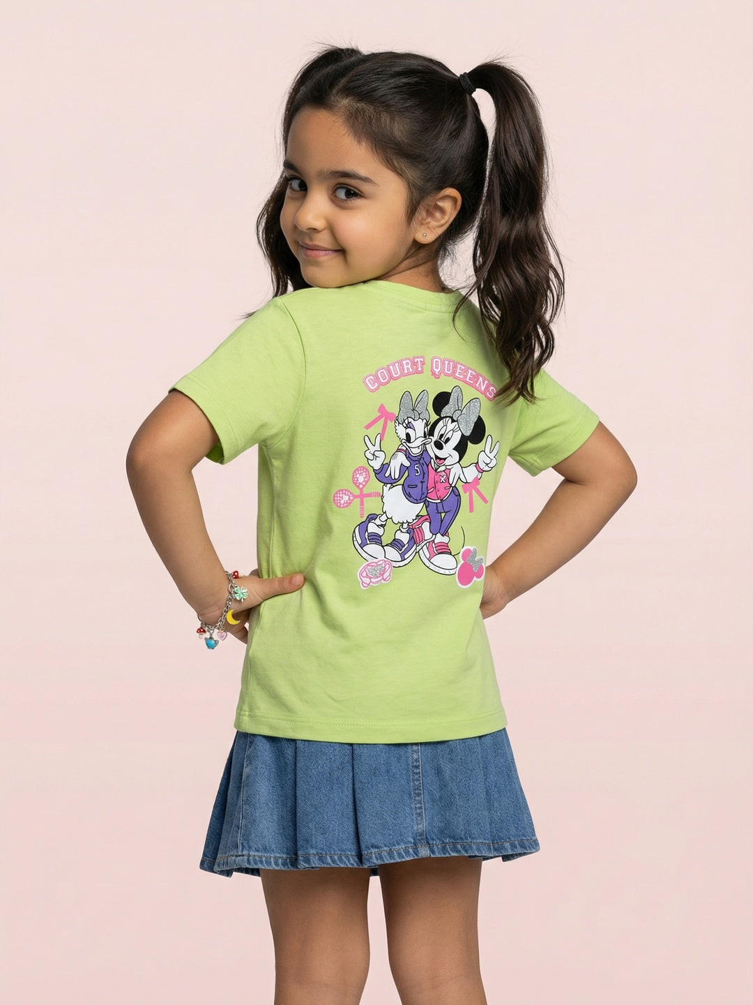 Nautinati Girls' 100% Cotton Disney Minnie & Daisy Front & Back Print Oversized T-shirt