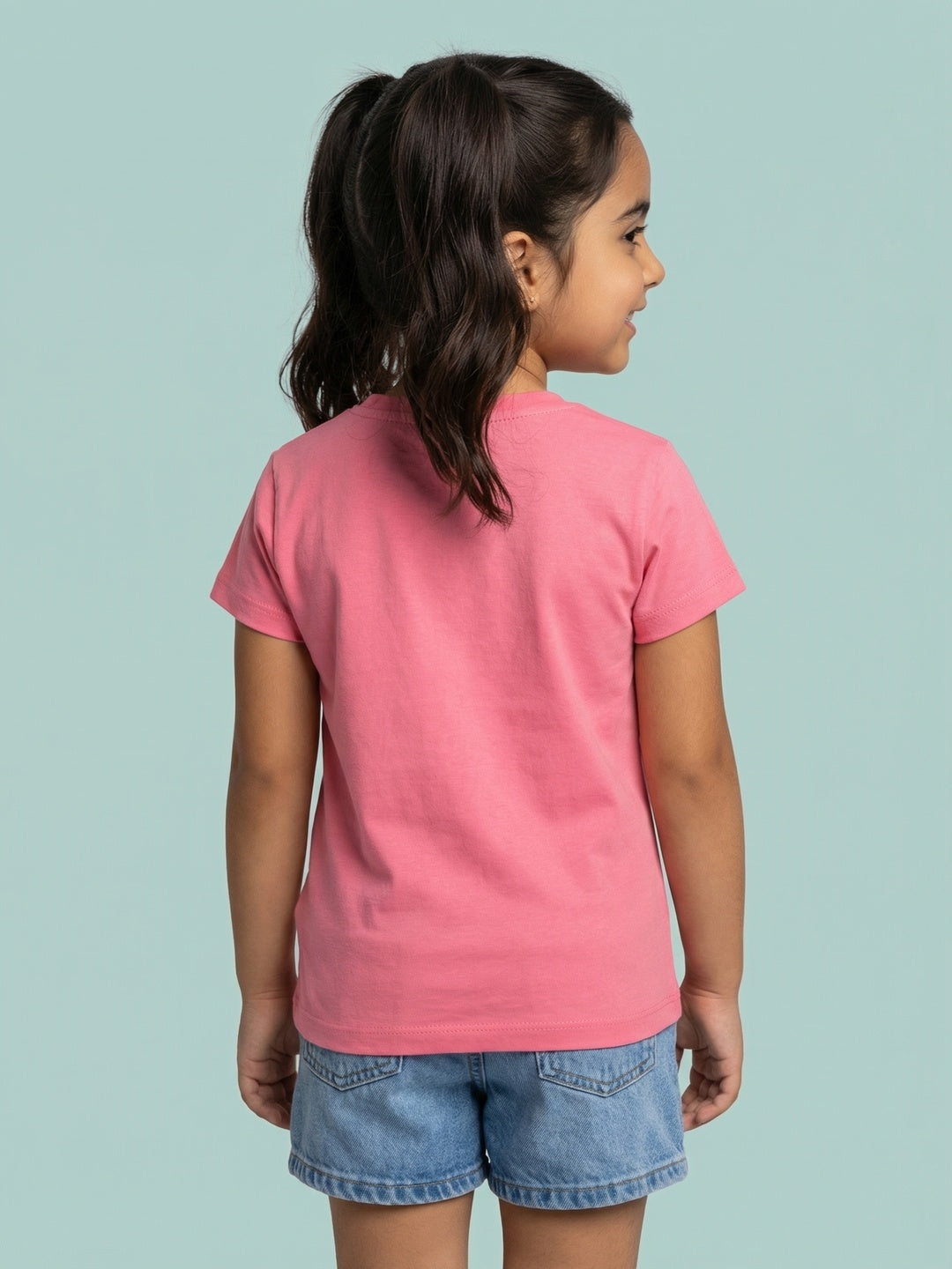Nautinati Girls' 100% Cotton Crew Neck Disney Minnie Mouse Placement Print T-shirt