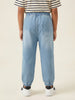 Nautinati Boys' 100% Cotton Stretchable Mid-blue Wash Jogger Jeans