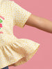 Nautinati Girls' 100% Cotton Off-white Polka All-over Print & Floral Graphic Peplum Top